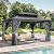 YITAHOME 12x16ft Hardtop Gazebo with Nettings and Curtains, Heavy Duty Double Roof Galvanized Steel Outdoor Combined of Vertical Stripes Roof for Patio, Backyard, Deck, Lawns, Gray