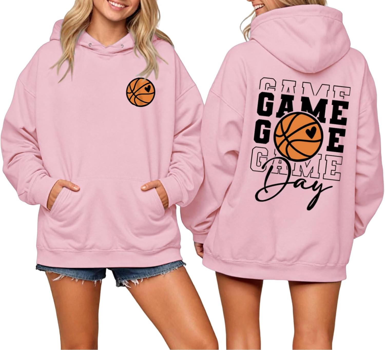 Basketball Hoodie Mom Game Day Sweatshirts for Women Mama Funny Sweatshirt Gifts Graphic Hoodies Vintage Pullover