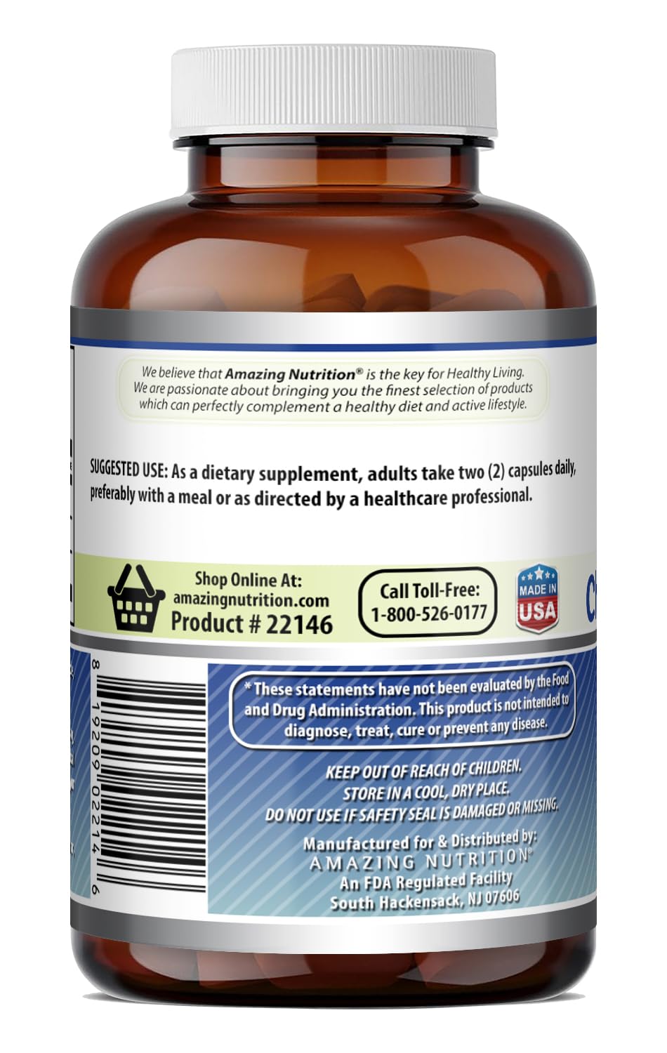 Amazing Formulas Glucosamine Chondroitin MSM 1850 mg Per Serving Capsules Supplement | Gluten Free | Made in USA (120 Count) — Amazon image 3