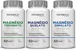 Kit Magnesio Treonato + Dimalato + Quelato Bisglicinato 500Mg 180 Cápsulas - Metabolic Farma