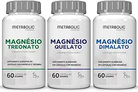 Kit Magnesio Treonato + Dimalato + Quelato Bisglicinato 500Mg 180 Cápsulas - Metabolic Farma