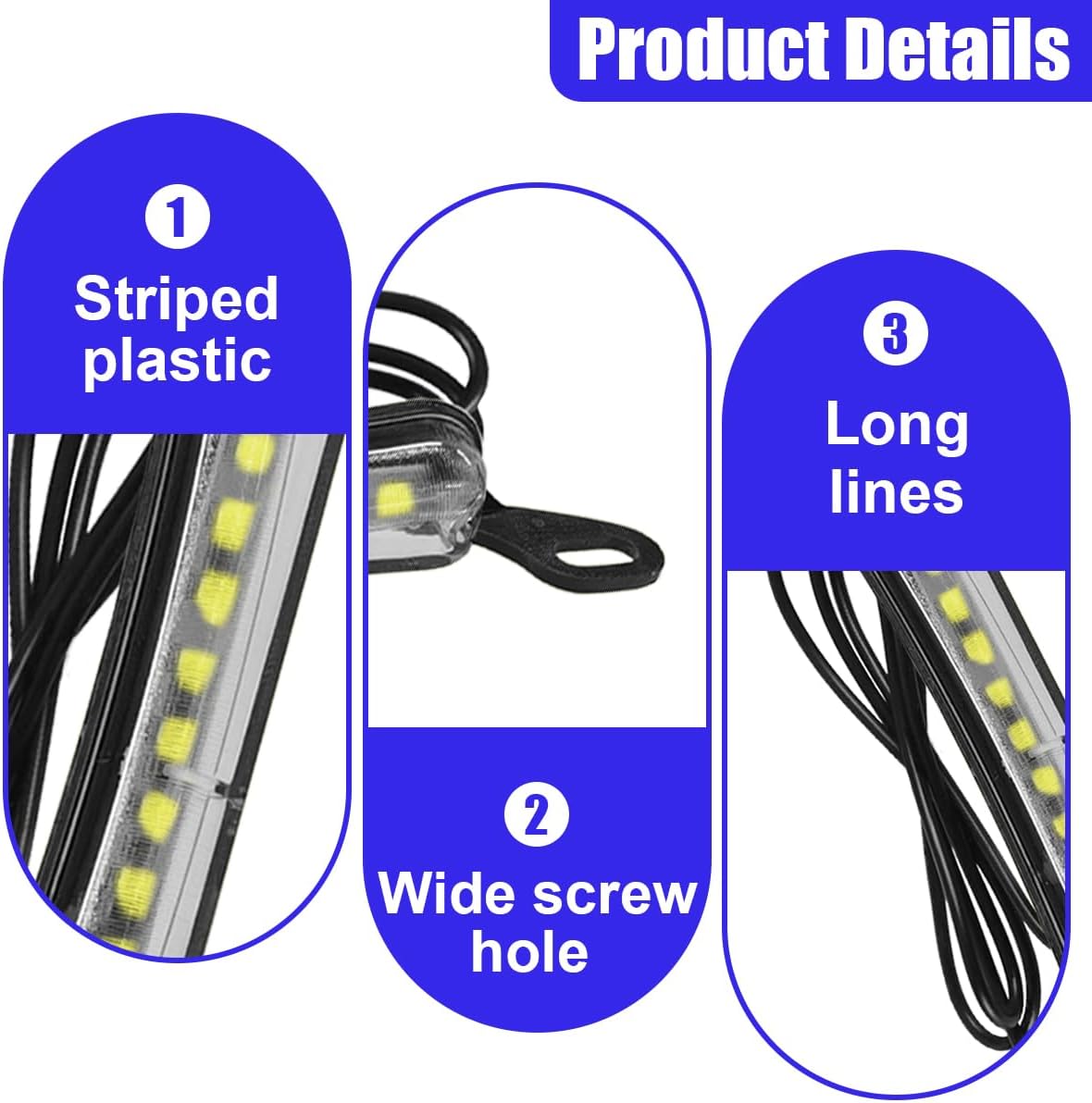 Car License Plate Light, 12V DC Universal High Bright LED Illumination Lamp Assembly, Water-Resistant Tag Lights Replacement for Trailer, UTV, Truck (White) thumbnail