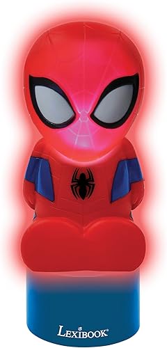 Miniatura 5 de Lexibook Spiderman, luz nocturna y altavoz para habitación de los niños, cambio de color, luz suave, funciona con pilas, azulrojo, NS01SP