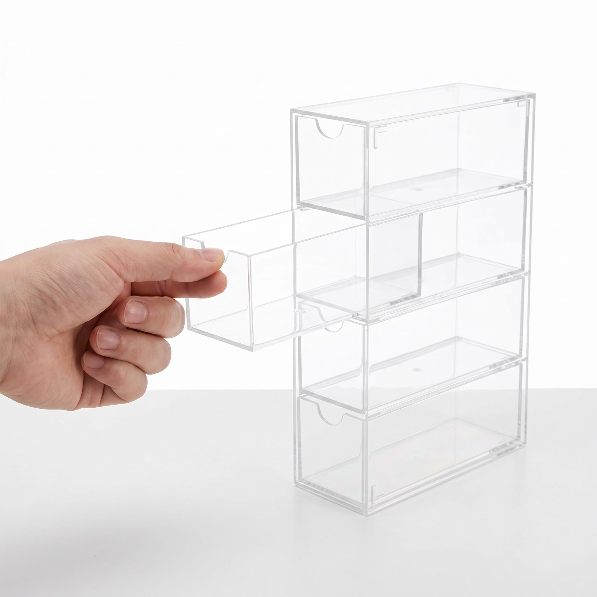 jojofuny 3 Stück Augenbrillen und Acryl mit 4 Schubladen Aufbewahrungsbox | Sonnenbrillen und Brillen, Vertikale Kasten mit Gleitenden Fächern, Tisch