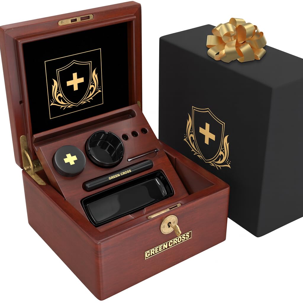 GREEN CROSS Handcrafted Luxury Storage Box Decorative Box Lock Box with Key Wooden Box with Accessories for Home and Organization