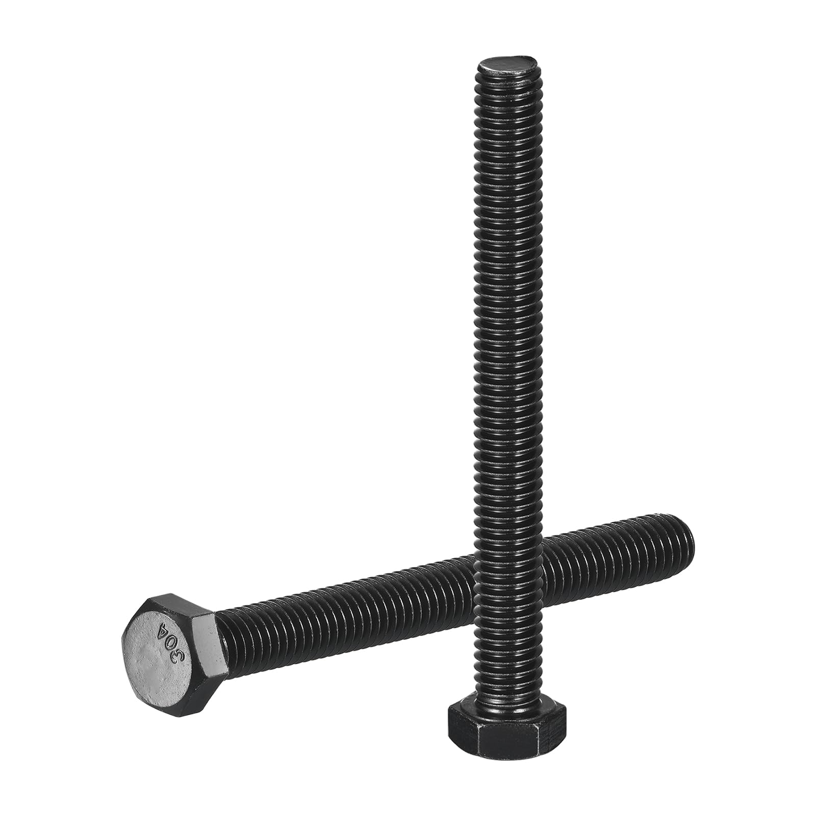 uxcell 10Pcs 3/8-16 x 3-1/2" Hex Head Bolts, 304 Stainless Steel Fully Threaded Hex Head Screw, Black Oxide Finish, Black