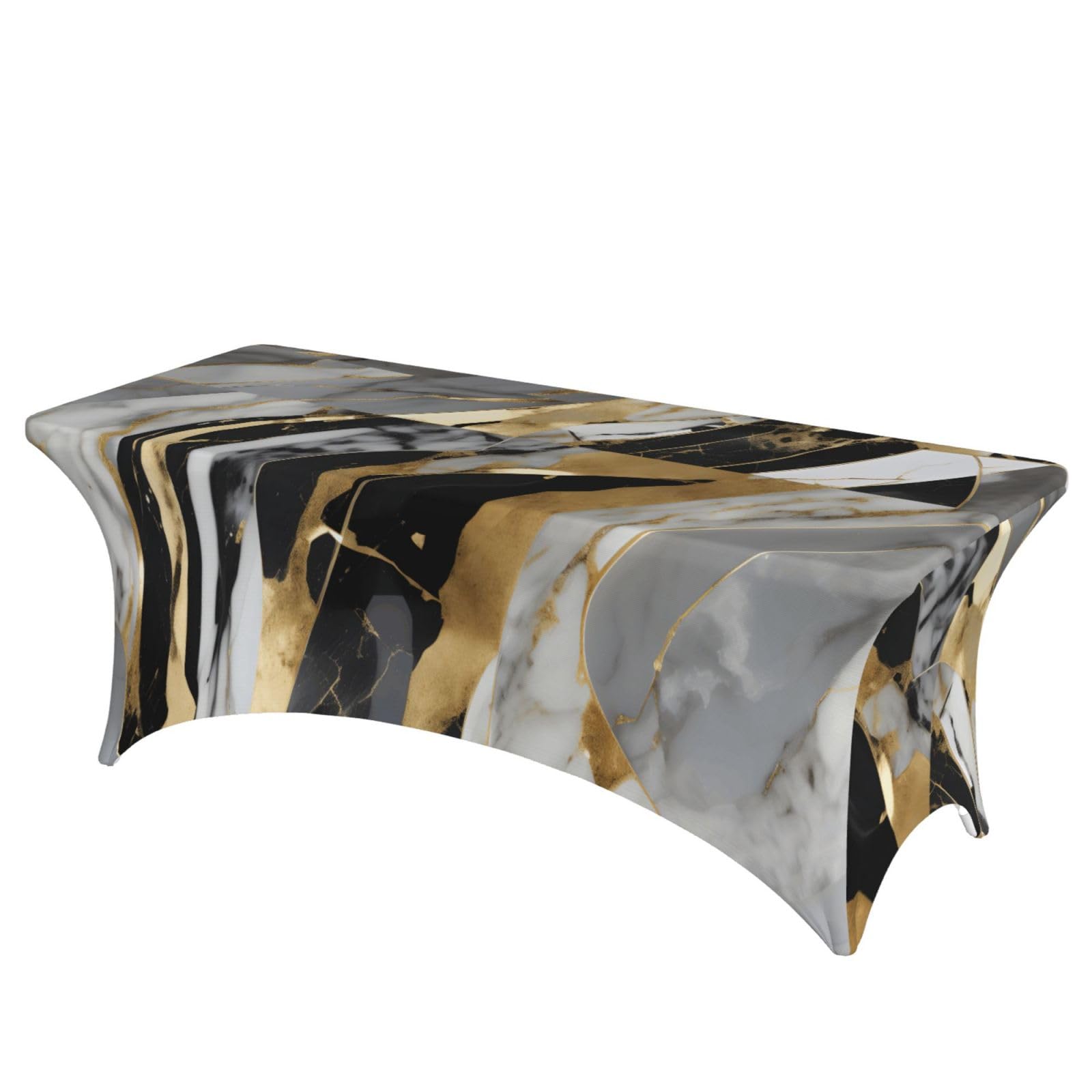 AYYQWE Luxury Marble Print Elastic Rectangular Tablecloth For Banquet Outdoor Picnics Office Table Cover
