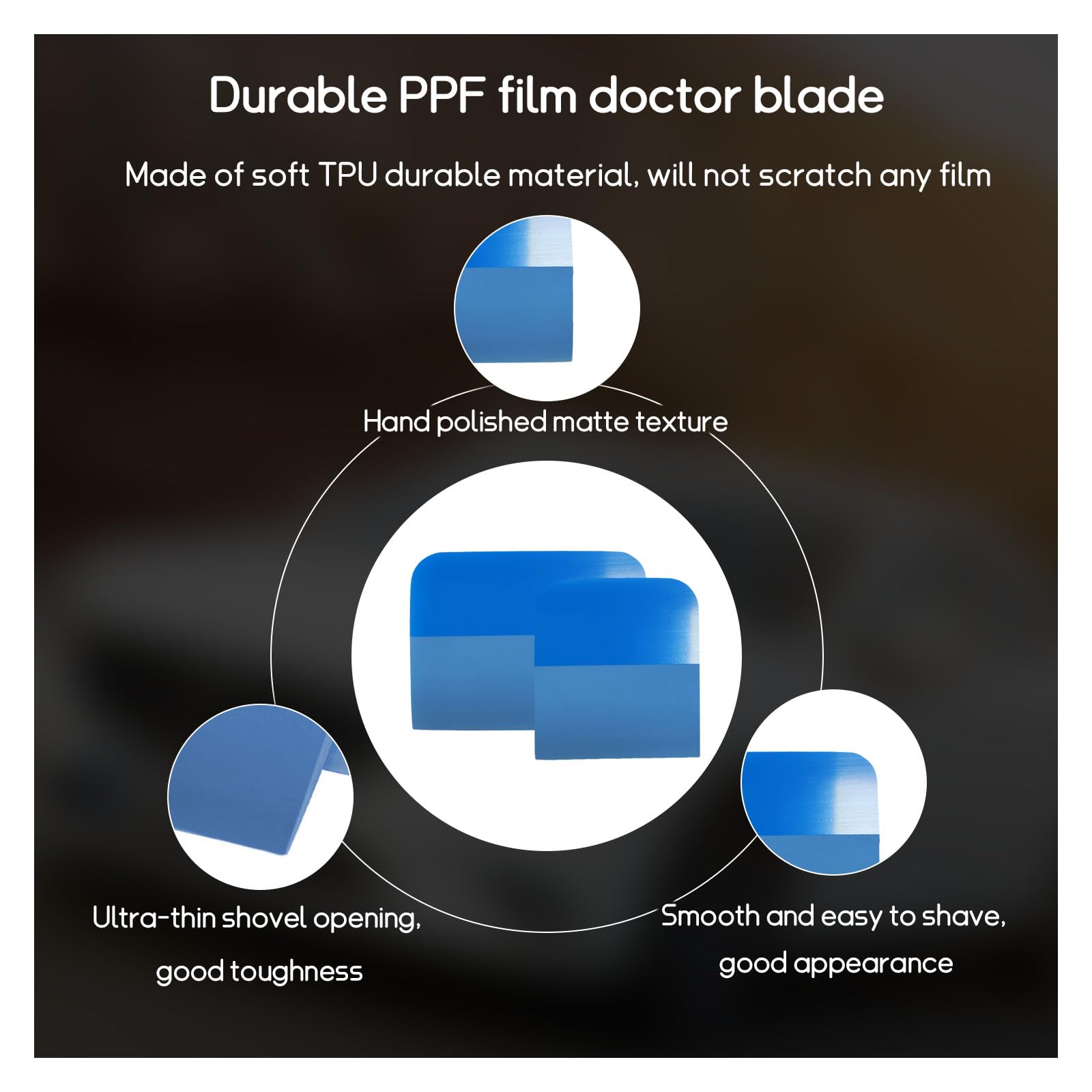 Dickno 2-in-1 PPF Squeegee Kit - Soft TPU Scraper For Vinyl Wrap & Window Tint (Blue) - View #9