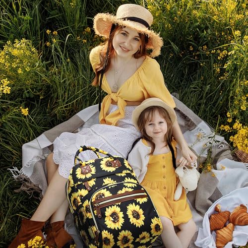 Image of Tenot Diaper Bag Backpack Tote for Women Large Capacity, Baby Bag with Insulated Pockets Multifunctional Diaper Bags For Baby Girl Boy Waterproof Baby Bags For Boys Girls Mama Maternity Bag Sunflower