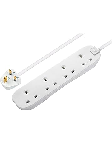 Masterplug Four Socket Extension Lead, Unswitched, 2 Metre Cable, 4-Way Plug Extension Cable, Power Strip, Basic Power, White, 13A, 4G, 2m, BFG210N