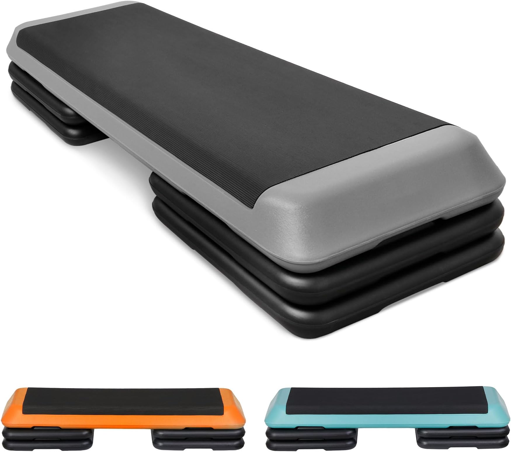 JungleA 43'' Exercise Aerobic Step Platform Stepper for Home Gym Club,Large Multi-Functional Adjustable Step Up Box,Big Workout Stepper Bench,Black