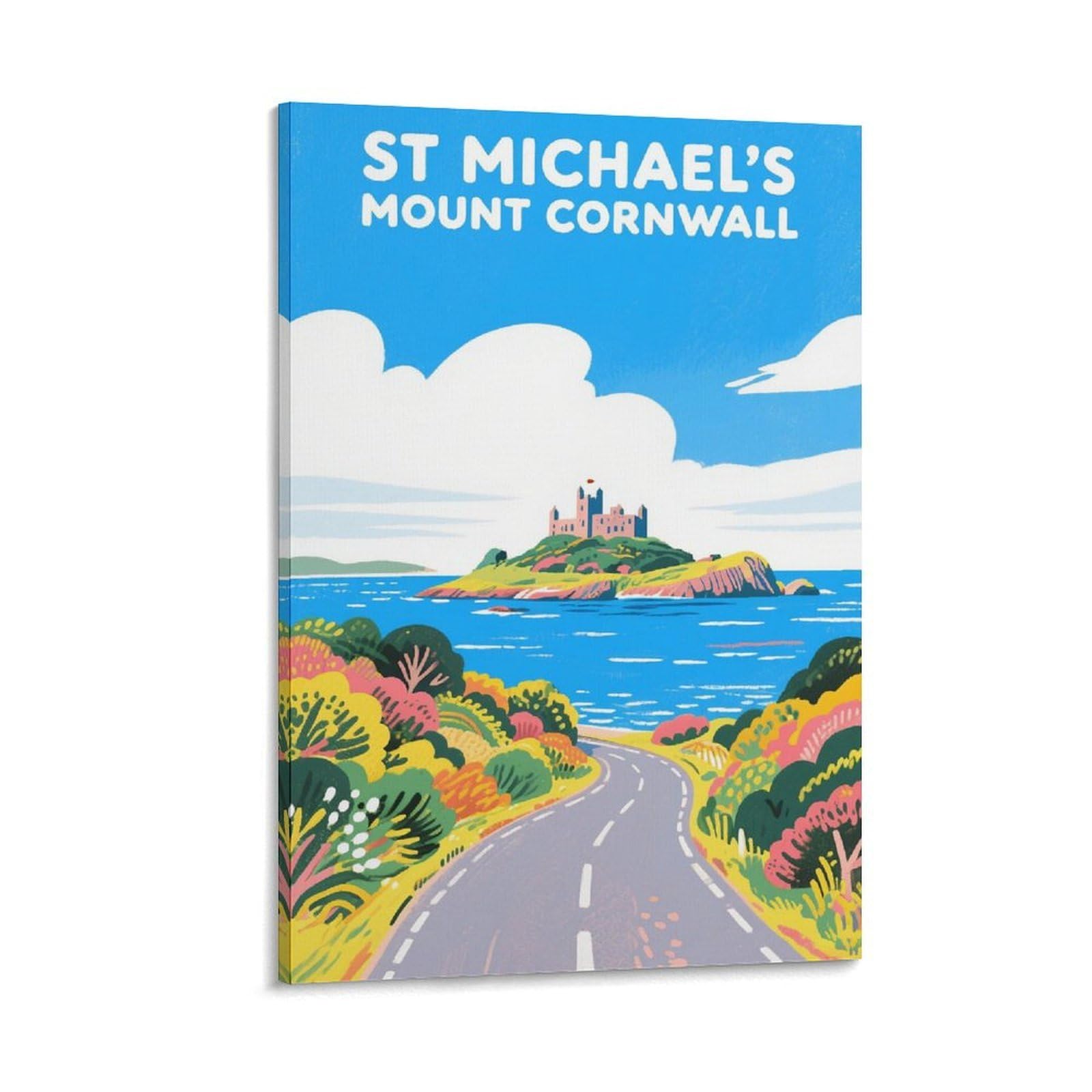 NHGEQAA St Michael S Mount Cornwall Vintage Travel Posters 08x12inch(20x30cm) Canvas Wall Art Print Picture