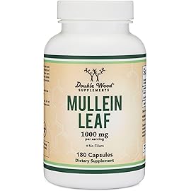 Double Wood Supplements Mullein Leaf Capsules 10,000 mg Strength, 180 Vegan Capsules with No Fillers, Supports Lung & Respiratory Health