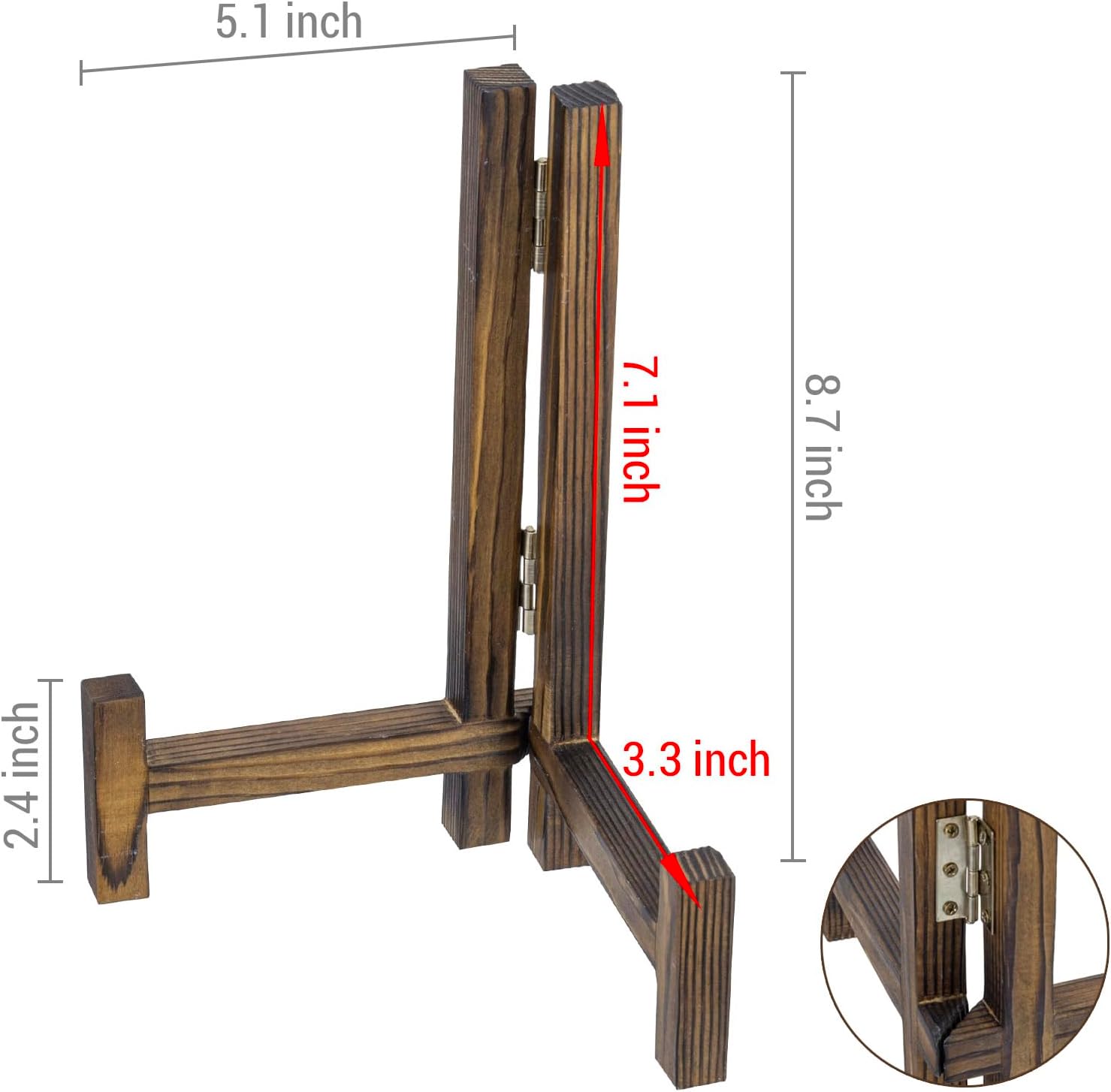 MyGift Set of 2 Plate Stands for Display, 11 Inch Plate Rack, Wooden Picture Frame Holder for Picture Card Cookbook Vinyl Record, Decorative Tabletop Dispaly Easels