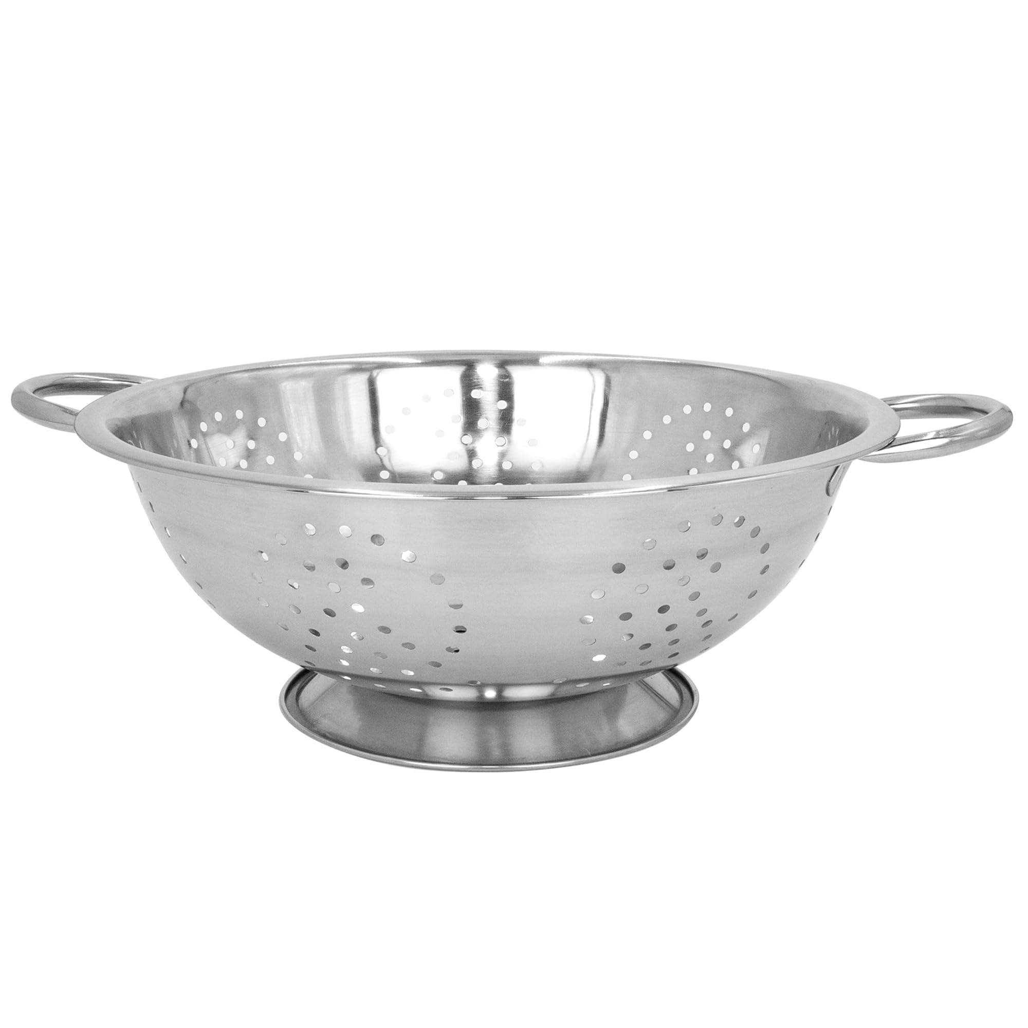 Stainless Steel Colander 20.5cm (8") - Freestanding with Round Base, Wide Twin Round Handles, Dishwasher Safe, Vegetables, Fruits, Kitchen Accessories, Pasta Filter