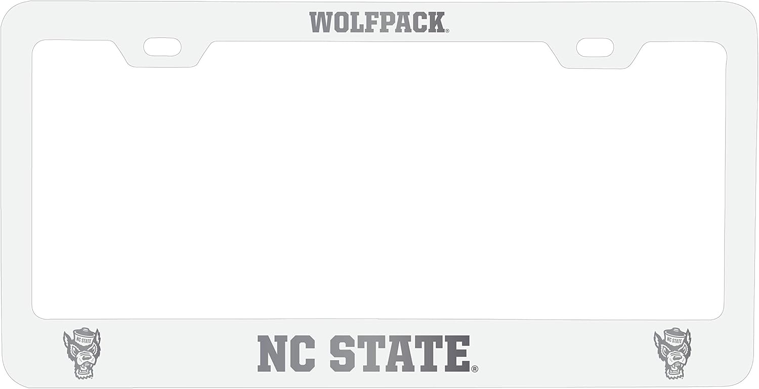 NC State Wolfpack Laser Engraved Metal License Plate Frame Black Officially Licensed Collegiate Product