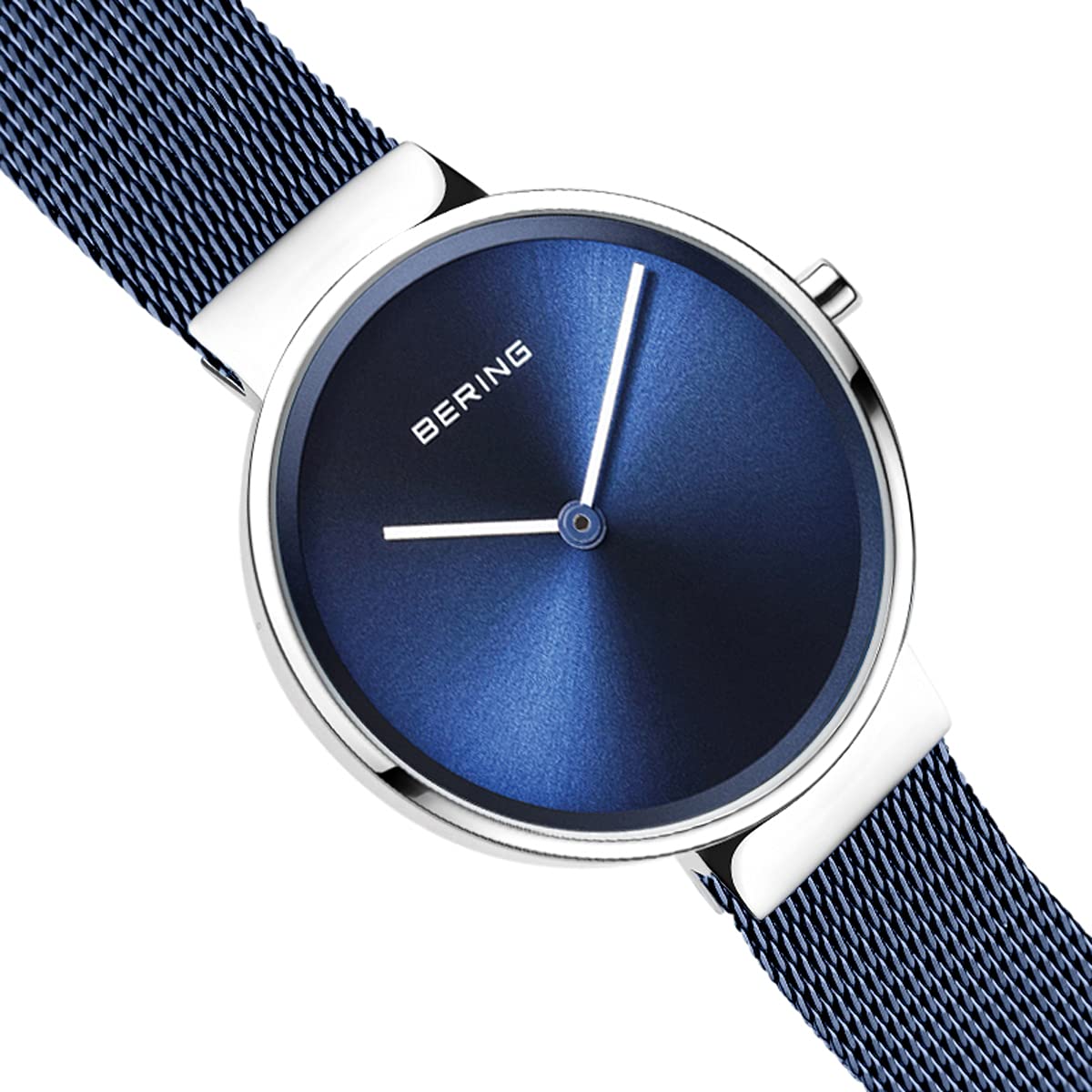 Bering Damen Quarz Uhr | Armbanduhr 31 mm Edelstahlgehäuse und Zifferblatt | Milanaisearmband | Saphierglas | 5 ATM | 14531
