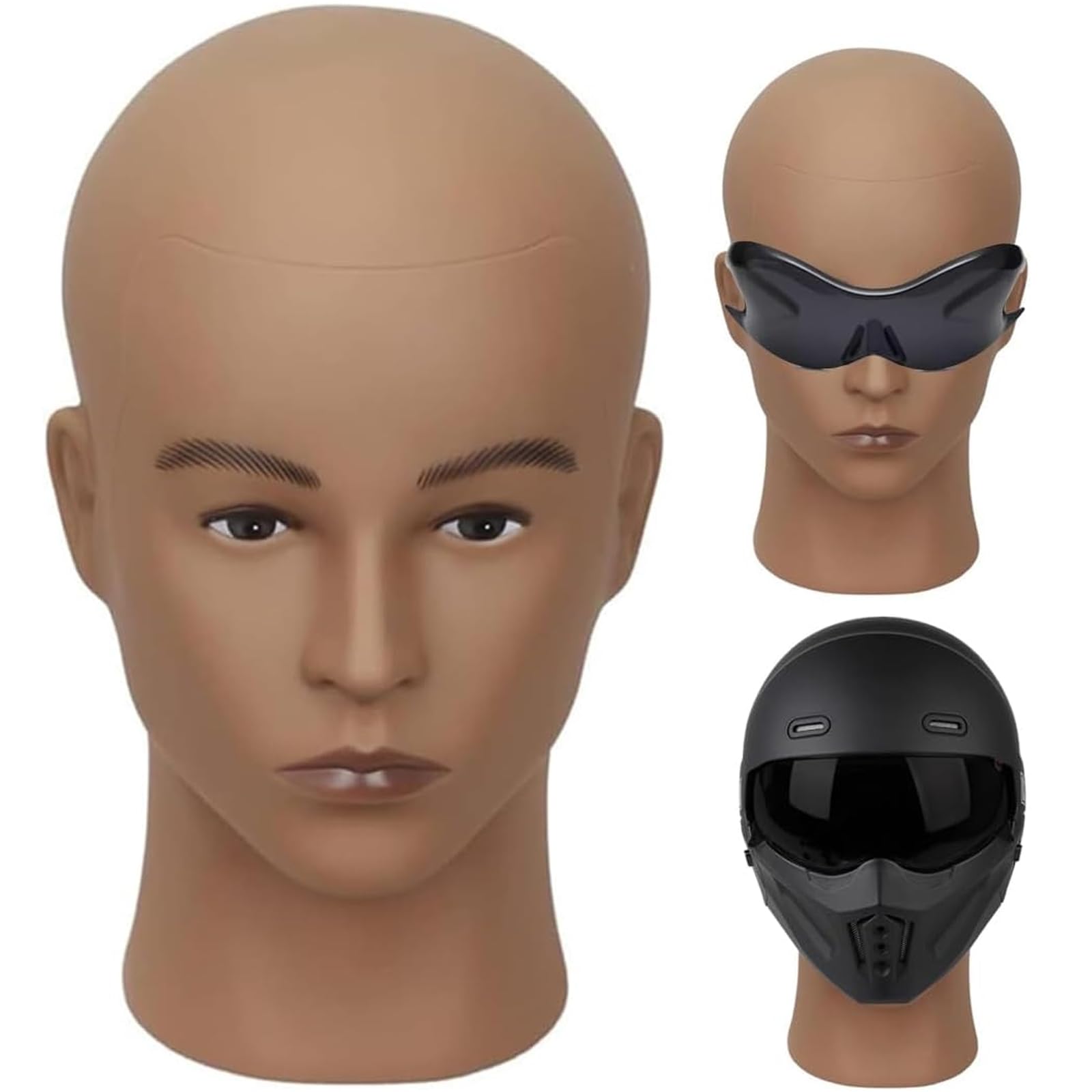 HAIRWAY Male Mannequin Head Stand Professional Cosmetology Mannequin Head Bald Training Wigs Head Stand for Wigs Making and Display with Free T-pins (