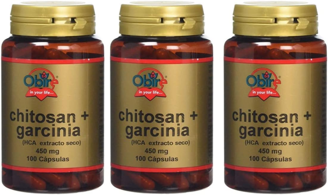 Obire Garcinia Cambogia + Chitosano 300 Capsule (3 barattoli da 100 capsule) - brucia grassi naturale, ideale per diete ipocaloriche, termogenico