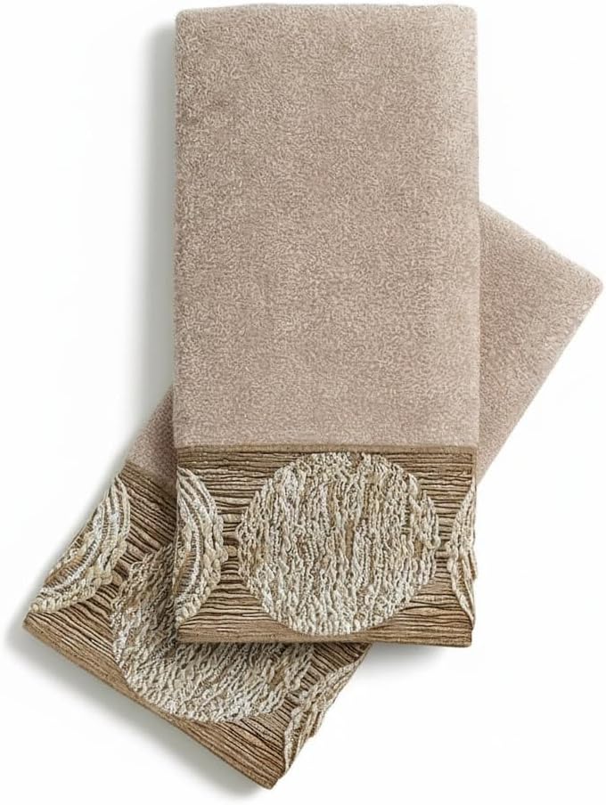 Avanti Linens – Fingertip Towel Set, 100% Cotton Velour Bathroom Towels with Jacquard Design & Absorbent Terry Reverse, Home Decor, Set of 2 (Galaxy Collection)