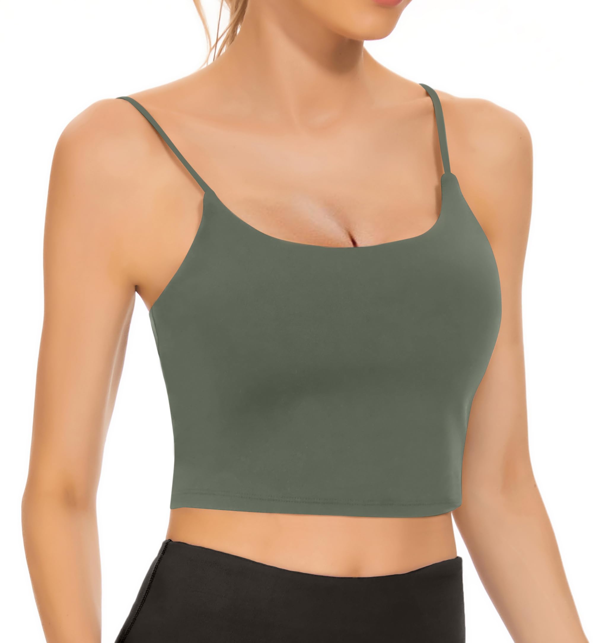 Tandisk Womens Longline Sports Bra Workout padded crop Tank Yoga Running Top