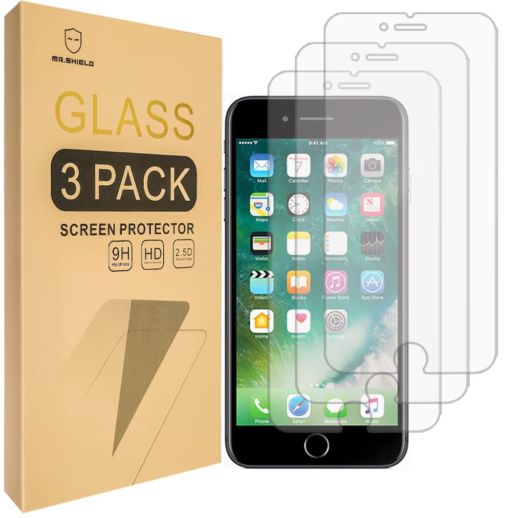 Mr.Shield [3-PACK] Designed For iPhone 8 [Tempered Glass] Screen Protector [0.3mm Ultra Thin 9H Hardness 2.5D Round Edge] ...