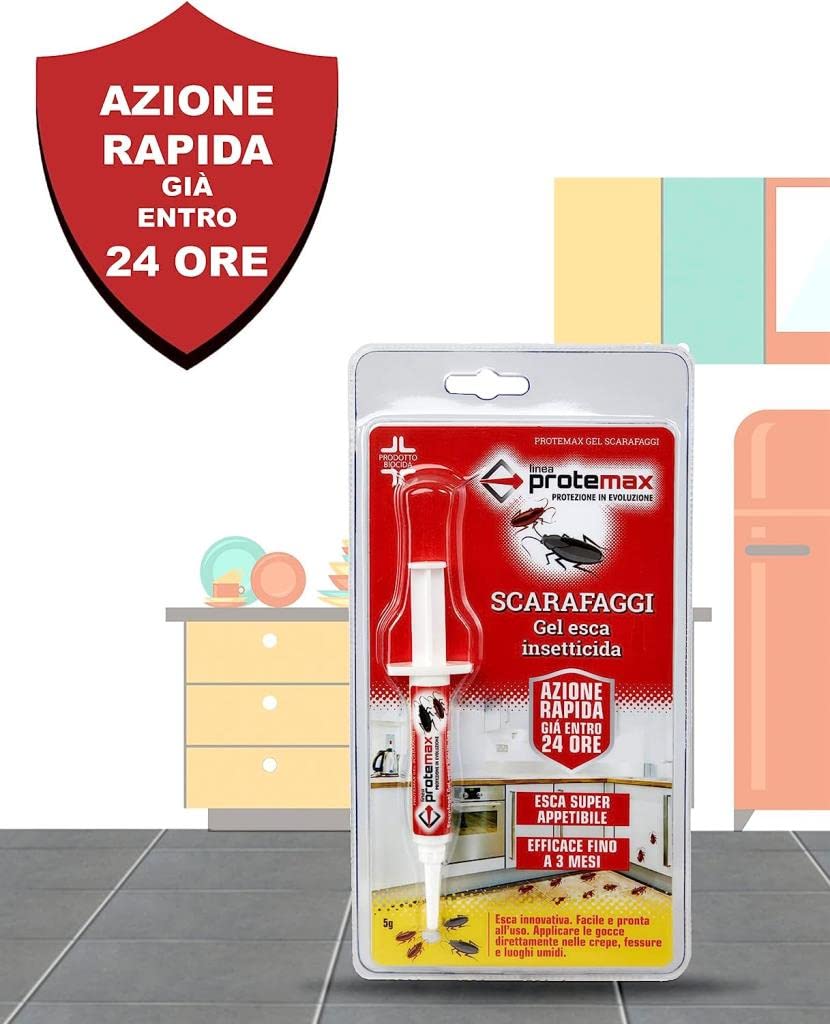 LERAVA® Gel scarafaggi e blatte (10 g) - Esca insetticida pronta all'uso - Gel contro tutte le specie di scarafaggi - Anti scarafaggi per interno - Disinfestazione casa efficace