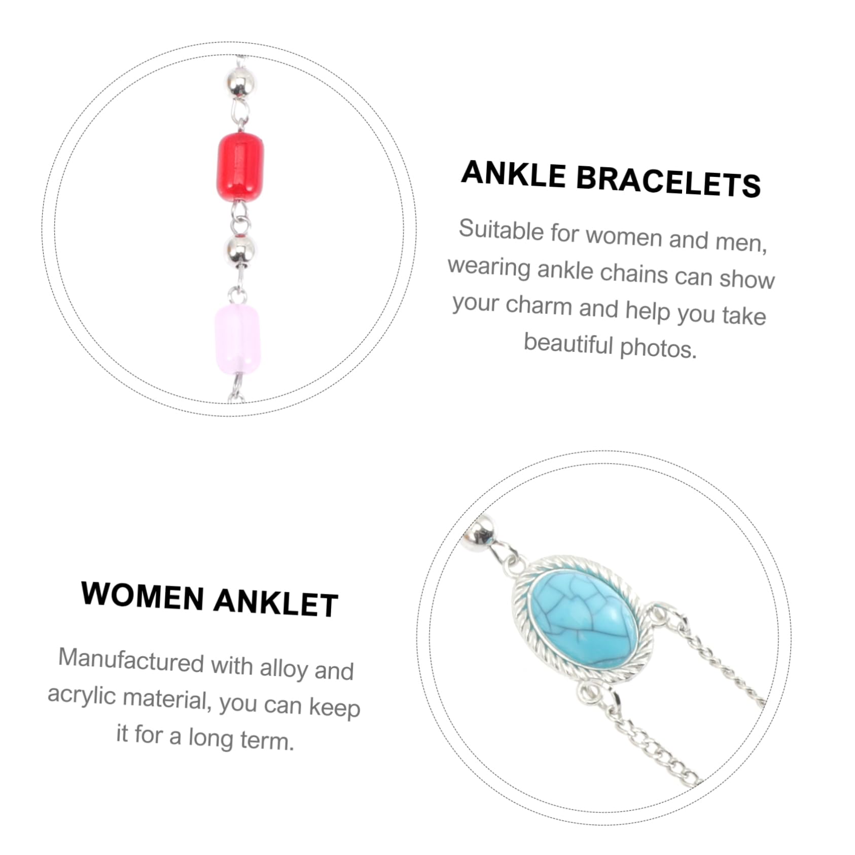 FRCOLOR Cadena Para El Dedo Del Pie Cadena Para El Tobillo Cadena Para El Pie Tobillera Con Cuentas Tobilleras De Cadena Para Mujer Tobilleras De Verano Joyería Para El Tobillo