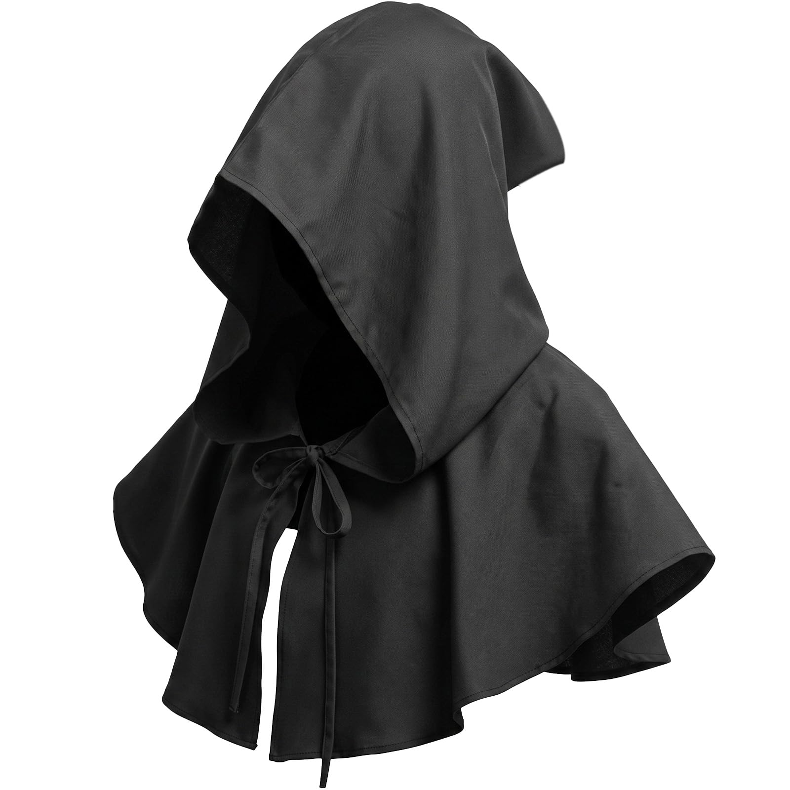 Fgdui Halloween Cowl Cloak Unisex Medieval Cowl Hat Hooded Cape for Adults Fancy Dress Costume for Men Women BLACK
