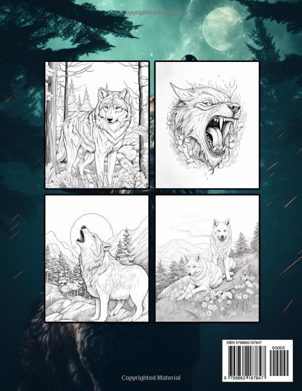 Wild Wolves: Majestic Wolf Coloring Book for Adults: Anti-Stress, Anxiety, and Relaxation | 50 Inspiring Illustrations - Image 2