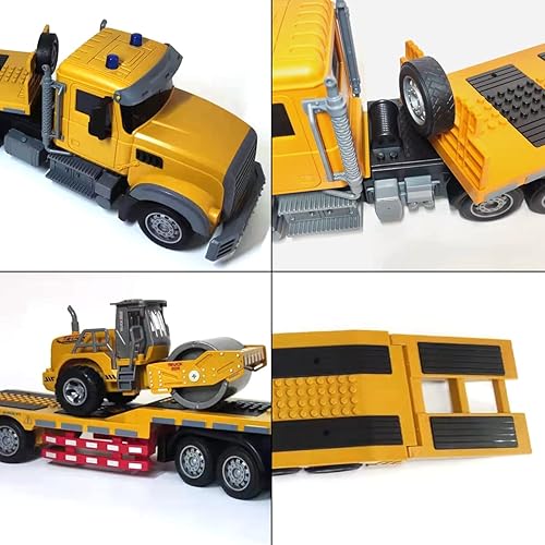 Miniatura 5 de Remoto de juguete para niños – 1:24 RC semi-remolque tractor de ingeniería con sonido y luces, camión de remolque de juguete con rodillo de inercia,