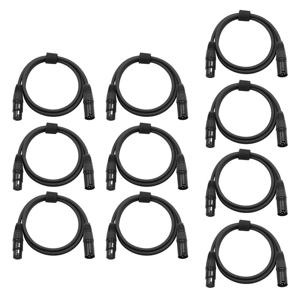 10 x 2 m DMX512 Stagle Cable XLR męski na żeński przewód mikrofonowy - wydajność bez hałasu - do ruchomej główki - 10 sztuk