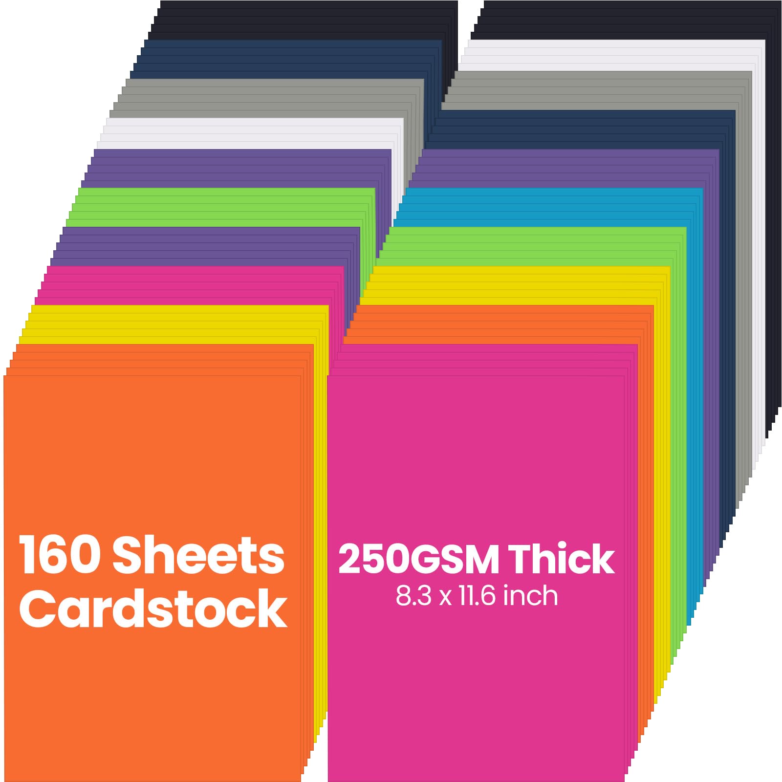 Papel de cartulina 16 colores surtidos de 8.3 x 11.6 pulgadas, cartulina gruesa de doble cara, papel de color impreso de 250 g/m², papel de manualidades de color sólido para manualidades, álbumes de