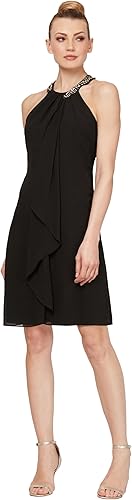 S.L. Fashions Womens Jewel Halter Sheath Dress (Petite and Regular)