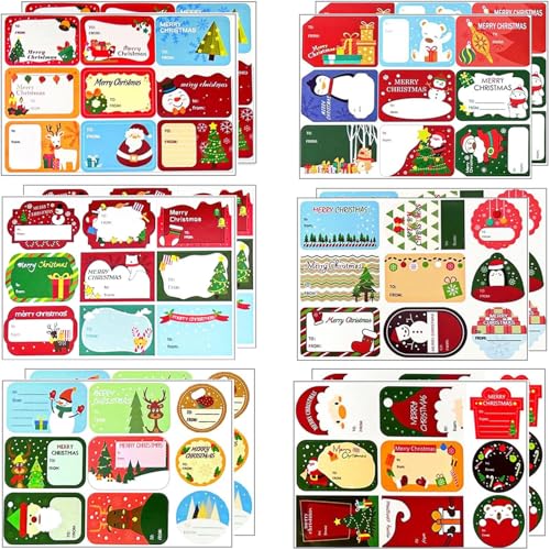 Lot de 108 étiquettes autocollantes en papier pour cadeaux de Noël, sacs de fête, cartes et enveloppes