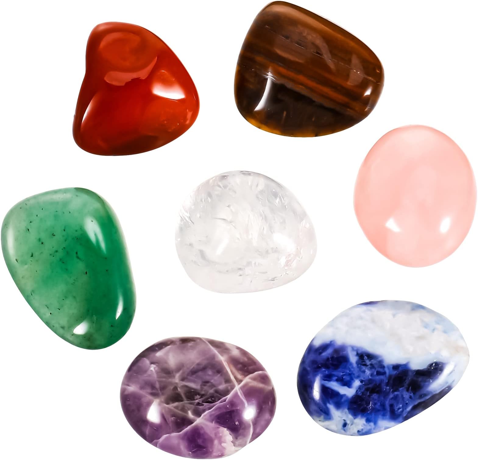 Kunandroc 7 pcs Healing Crystals kit, Chakra Energy Raw Stones 7PC Chakra Stone Healing Crystals Sets for Meditation Anxiety Relief Yoga