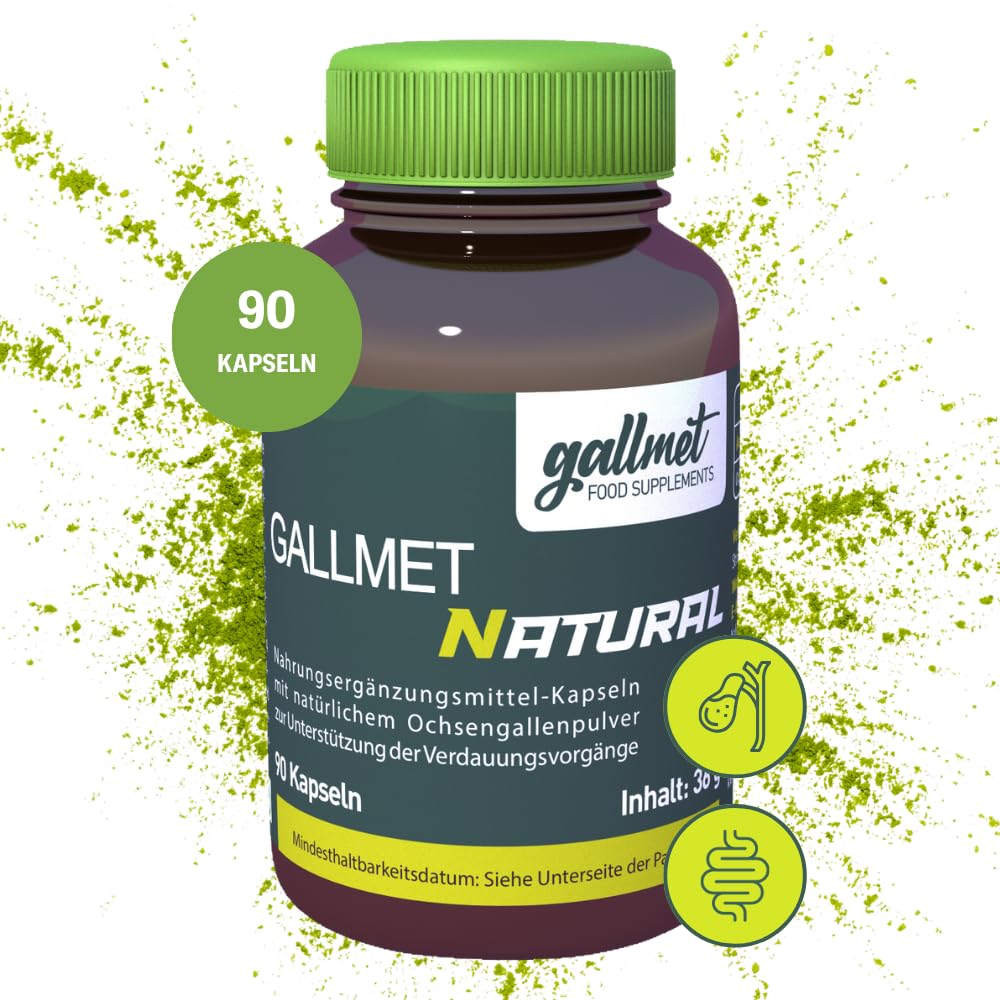 Natural 90 Kapseln, Gallensäure, Ox Bile Kapseln, Verdauungsenzyme zur Unterstützung der Leber, mit Ochsen-Galle und Gallensalzen, ideal nach Entfernung der Gallenblase