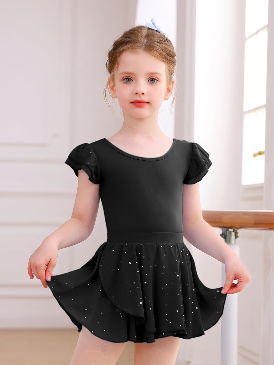 Toddler Girls Ballet Leotard with Skirt Ruffle Sleeve Dance Dress - Image 7