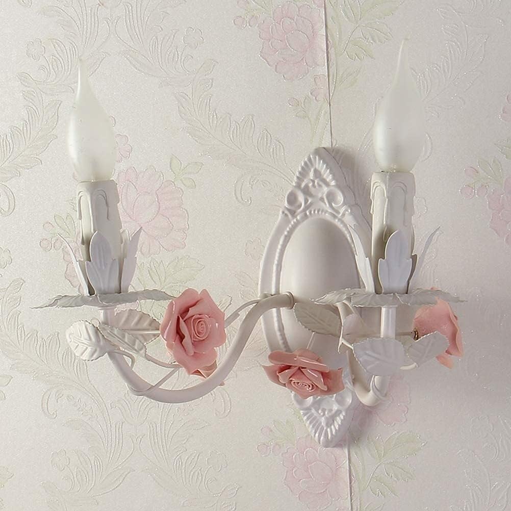 Applique da Parete per Interni in Metallo E Ferro Lampada A Candelabro A Forma di Rosa Lampade da Parete per Soggiorno Camera da Letto delle Ragazze Comodino Corridoio