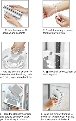 Miniatura 5 de JUOPZKENN Magnetic Window Cleaner,Double Sided Large Handle Safe Stable Sturdy Plastic Window Cleansing Tool,Glass Wiper for Office Home