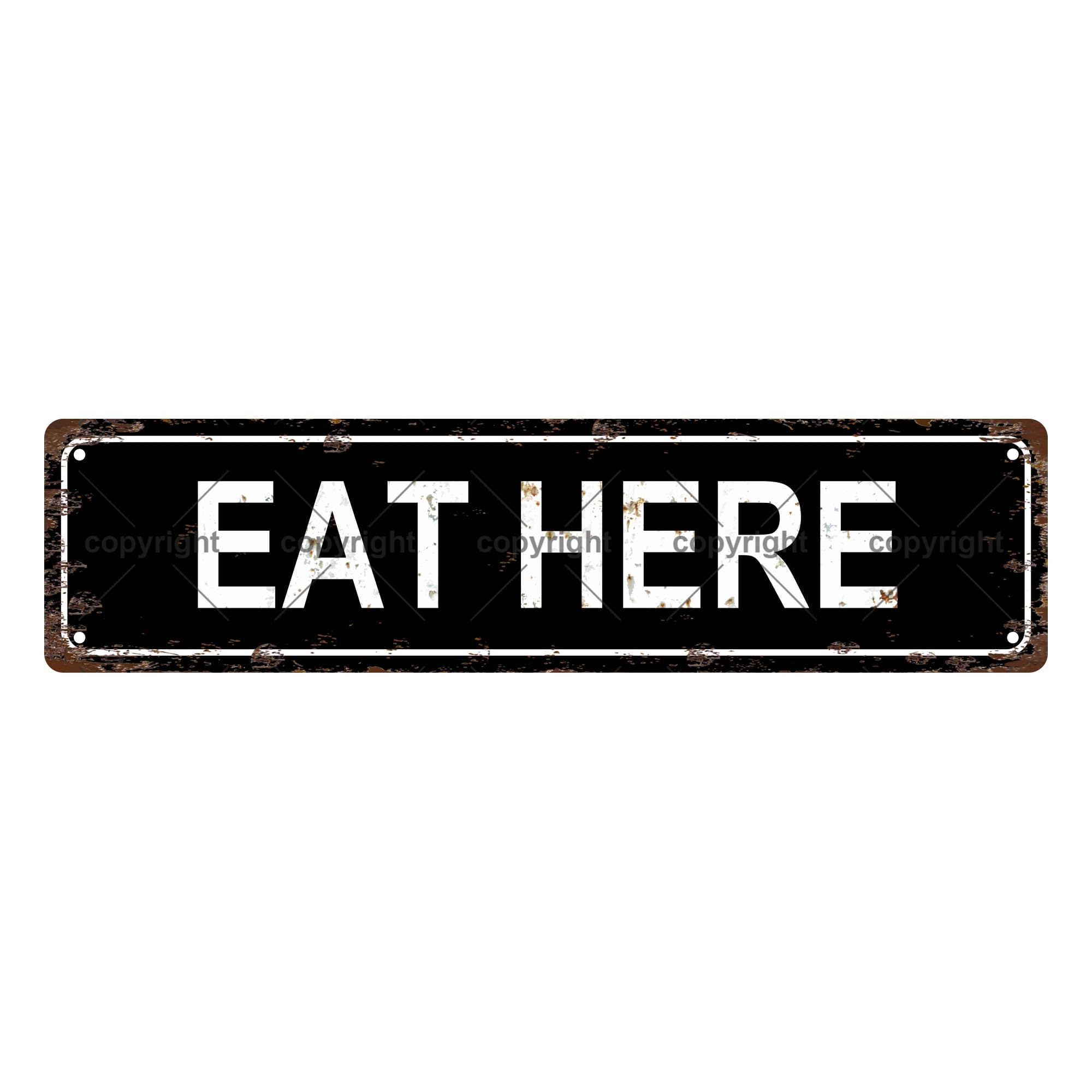 Eat Here Warning Vintage Metal Sign,Street Sign,Home Decor,Room Decor,Wall Decor,Bathroom Decor,Bar Decor,Cafe Decor,Garage Decor,4x16 Inch