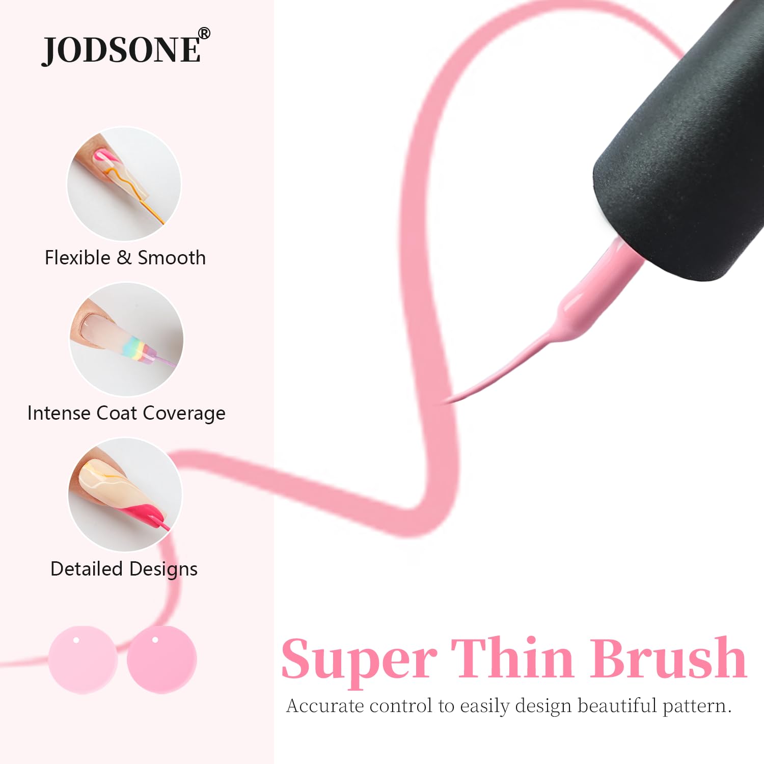 JODSONE Nail Art Gel Liner Set with Thin Brush