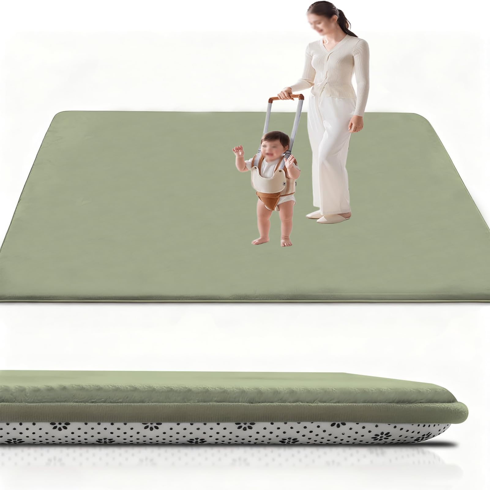 RxueSug Krabbelmatte Baby 100 x 120 cm, Spielmatte Kinder Spieldecke, Baby Spielmatte, Kinderteppich, Spielteppich, Bodenmatte Kinder Dicke 2 cm, rutschfest Seiten für drinnen und draußen