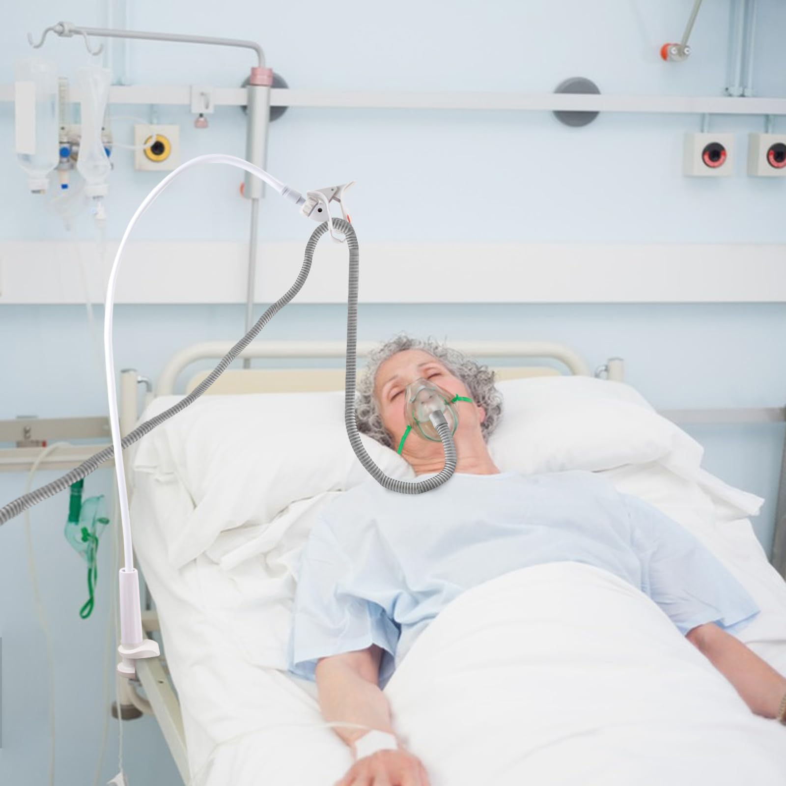 Soutien et support pour tuyau CPAP, support de tuyau CPAP pour éviter les fuites et les enchevêtrements de tuyau CPAP, flexible, pour s’adapter à n’importe quelle pièce, réglable et robuste