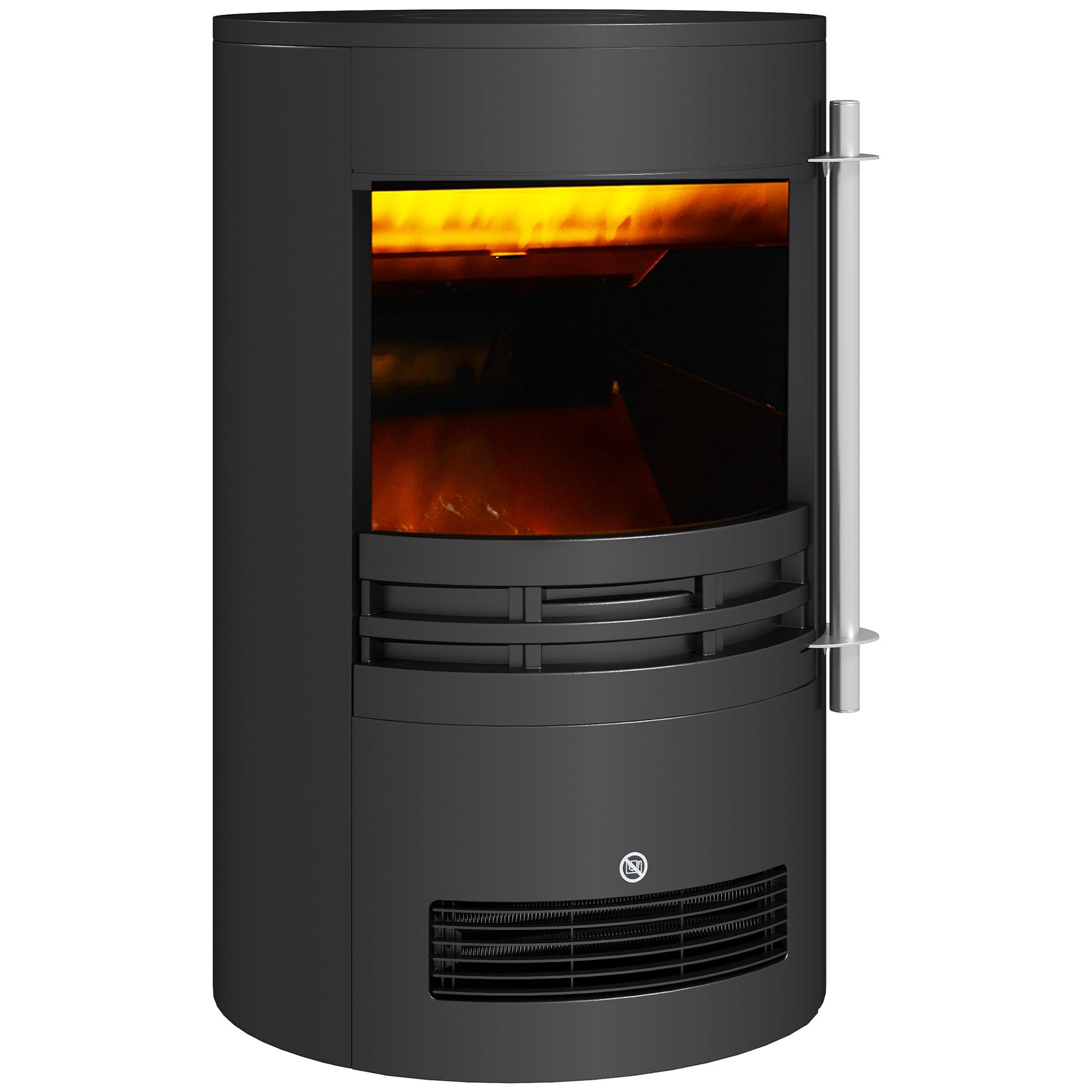 HOMCOM 900W/1800W Freestanding Electric Fireplace, Indoor Heater Fire Stove with Log Burner Effect Flame, Thermostat Control