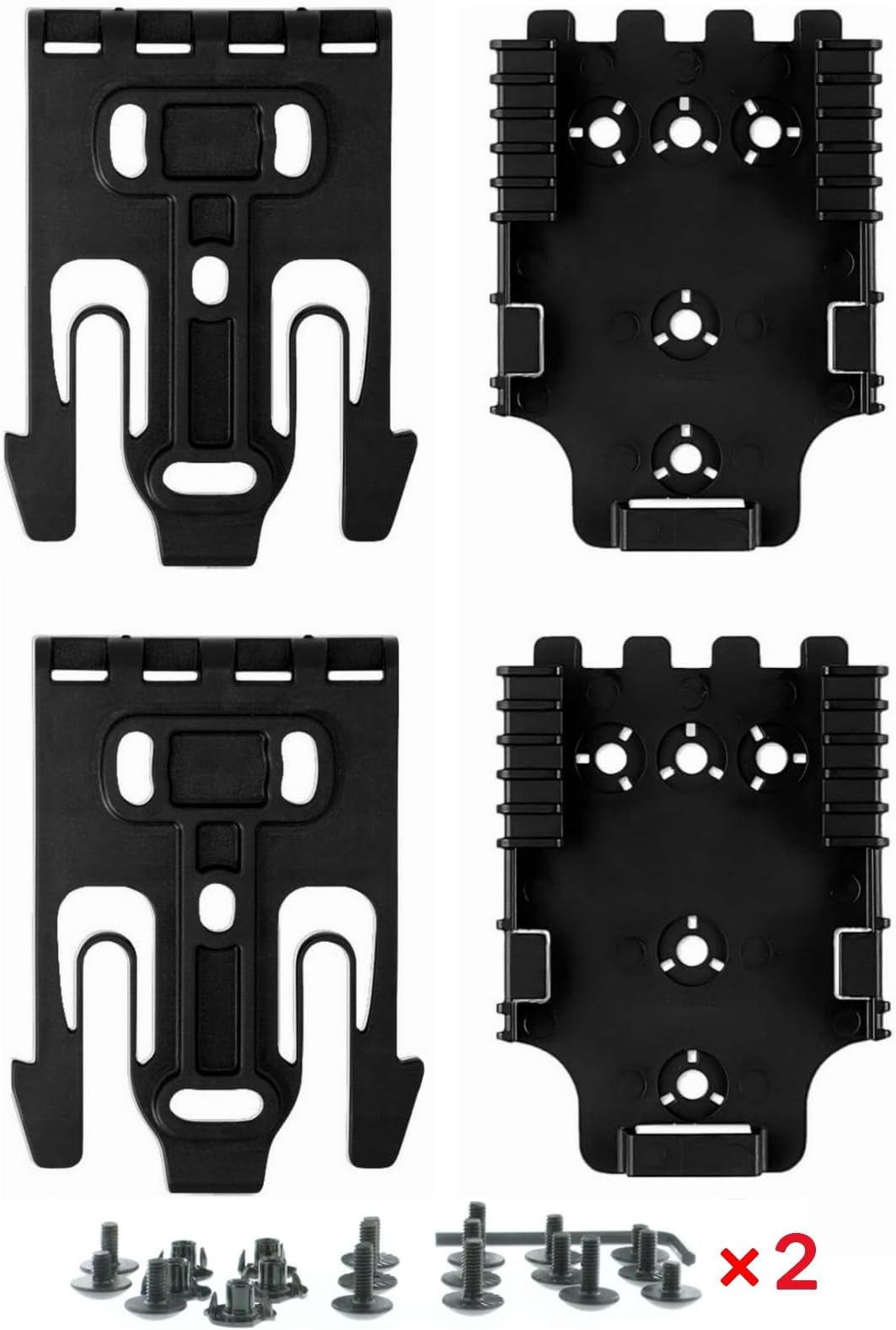 flysclean 2 Pcs QLS Kit, Quick Locking Belt Accessories, Quick Connect Drop Leg Holster, Mid-Ride Universal Belt Loop, Black