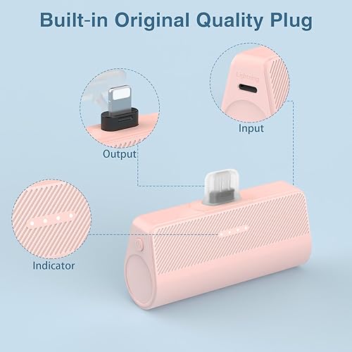 Miniatura 5 de ATGIH Mini cargador portátil para iPhone, 2 paquetes de batería pequeña de 5000 mAh, banco de energía ultracompacto compatible con iPhone 141313