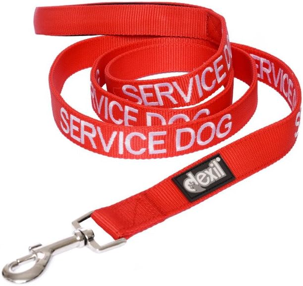 Service Dog Red 4ft & 6ft Padded Leash - Prevents Accidents by Warning Others in Advance