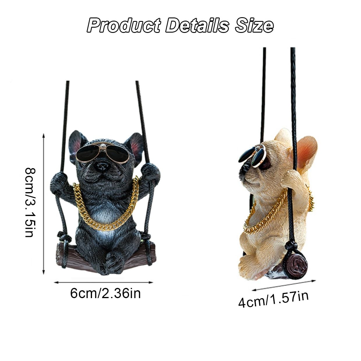 Französische Bulldogge Rückspiegel Anhänger - Schwingender Auto Deko Hund