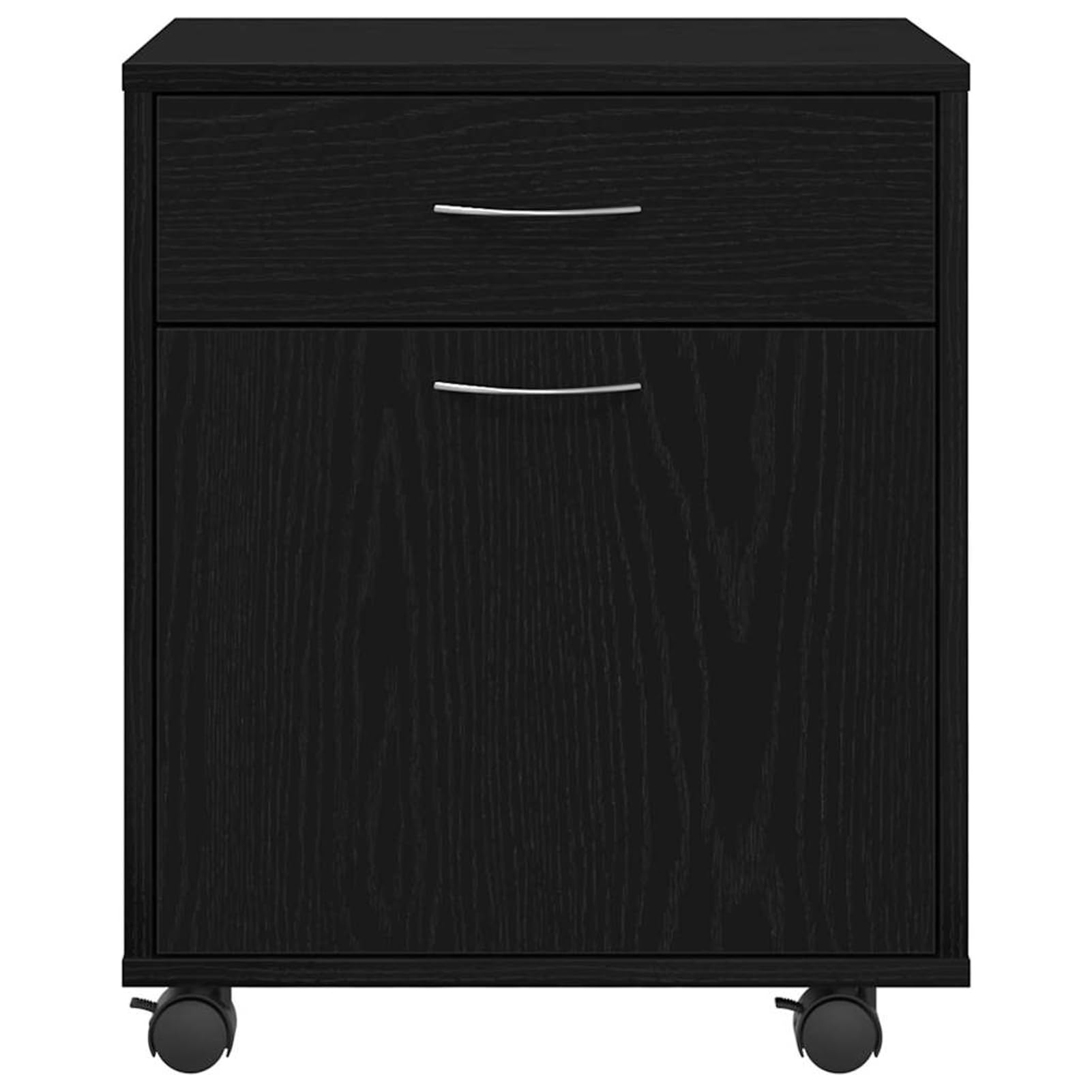 Armadio con ruote in rovere nero, 45 x 38 x 54 cm, 2 ante con ripiano, per ufficio domestico e abitazioni moderne